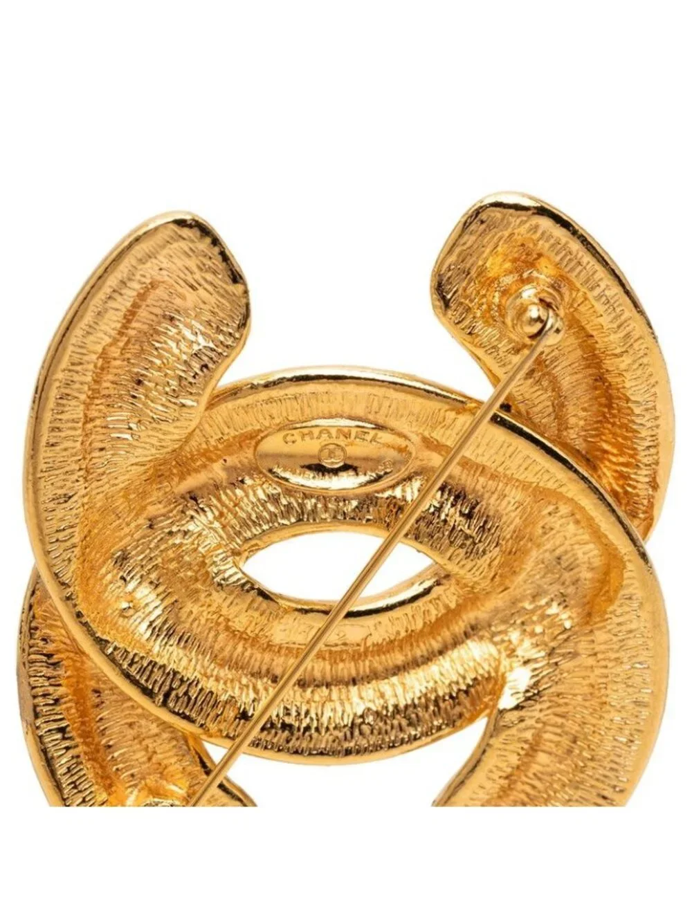 Chanel Quilted CC Logo Brooch Gold Plated